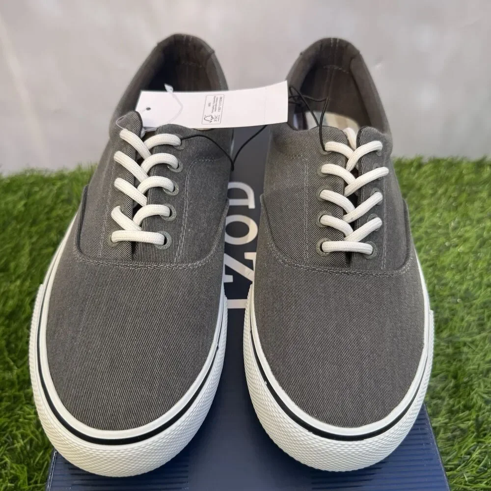 Izod Men's Rangley Canvas Memory Foam Gray Lace Up Sneaker Shoes Size 8